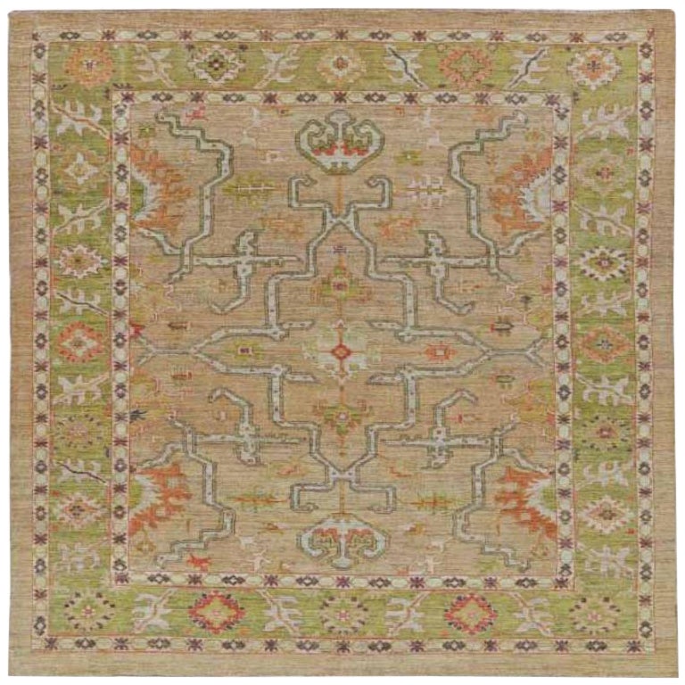 Afghanistan Serapi-Teppiche - Wolle Grün Elfenbein Rosa Design - 90988