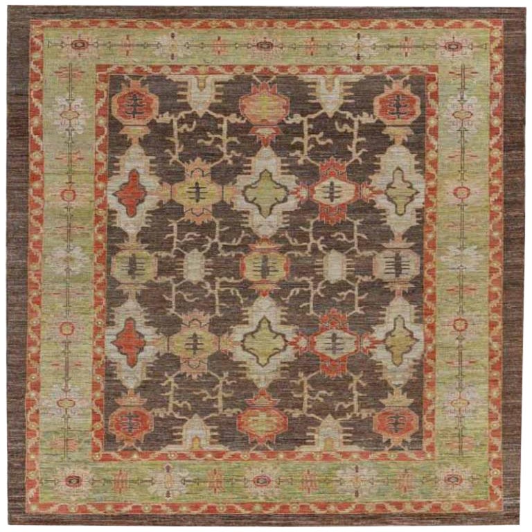 Afganistán Serapi Alfombras - Lana Marrón Verde Marfil Rojo - 91006