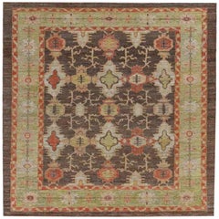 Tappeti Afghanistan Serapi - Lana Marrone Verde Avorio Rosso - 91006