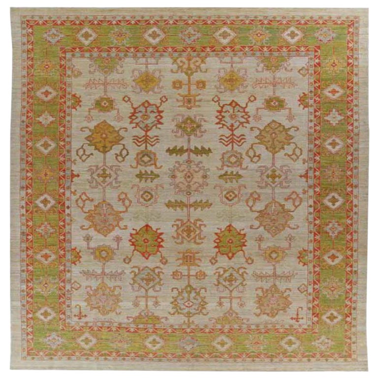 Afghanistan Serapi Over Size Teppich - Wolle Grün Elfenbein Design - 91019