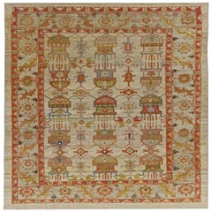 Tappeti Afghanistan Serapi - Lana Verde Avorio Rosso - 91007