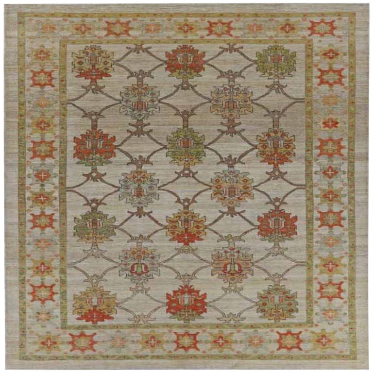Afghanistan Serapi-Teppiche - Wolle Grün Elfenbein Rot Design - 91025
