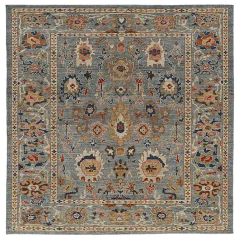 Afghanistan Sultanabad Area Rugs - Wool Gray Ivory Design - 91015