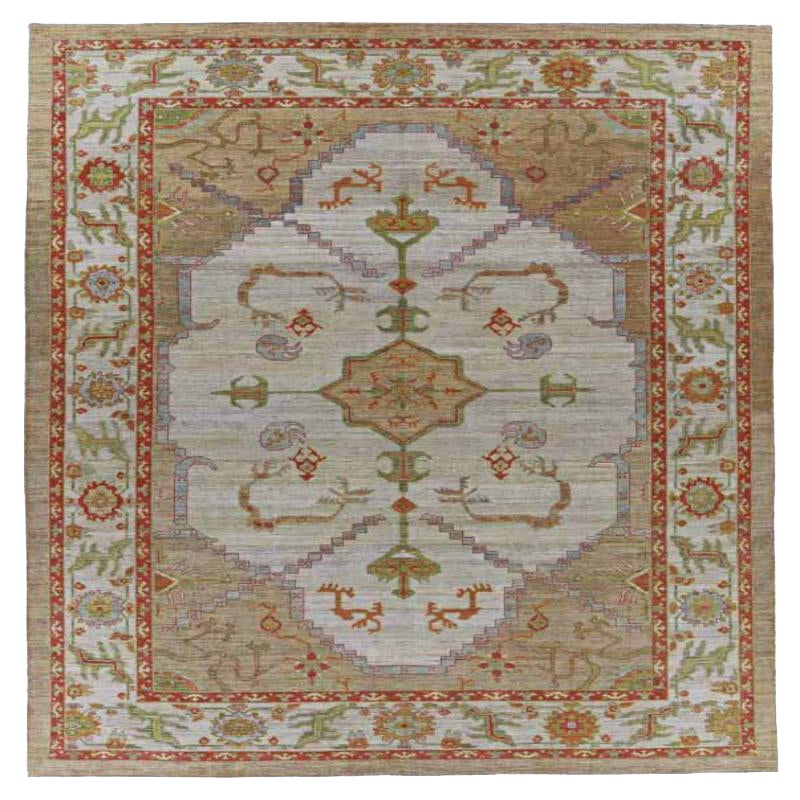 Afghanistan Serapi Over Size Teppich - Wolle Braun Elfenbein Rot - 91041