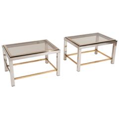 Pair of Chrome and Brass Tables Willy Rizzo