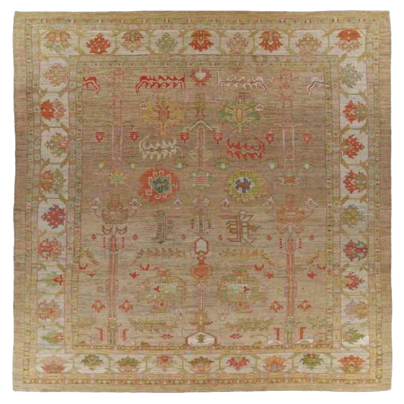 Afghanistan Serapi Over Size Teppich - Wolle Braun Grün Elfenbein Rot - 91050