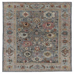 Tapis de Sultanabad en laine gris ivoire rose - 91074