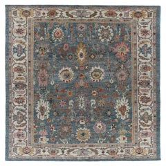 Tapis d'Afghanistan Sultanabad en laine bleu gris ivoire rose - 91075