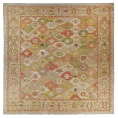 Tappeto Afghanistan Serapi Over Size - Lana Verde Avorio Rosso - 91056