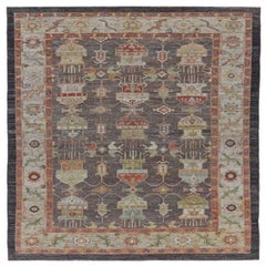 Afghanistan Serapi Area Rugs - Wool Brown Ivory Red Design - 91080