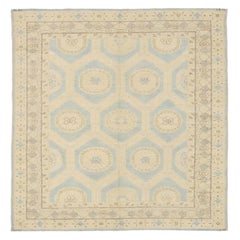 Alfombra Afgana Khotan Small Design - Lana Azul Marfil - 92048