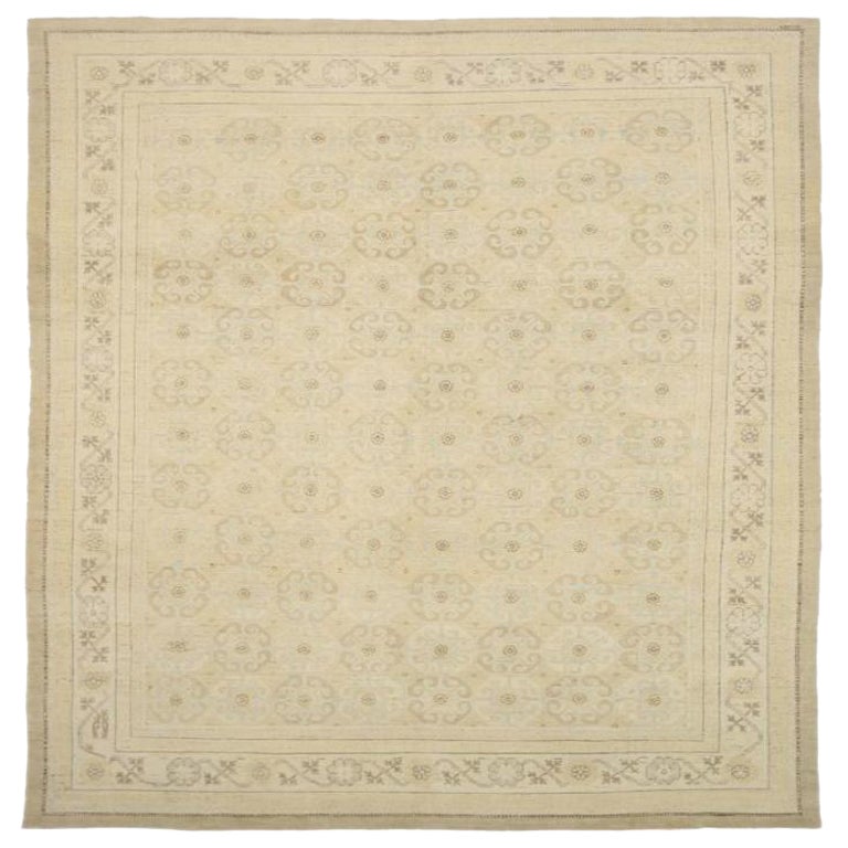 Afghanistan Khotan Area Rugs - Wool Brown Ivory Design - 92071