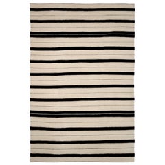 Alfombra Kilim Afganistán - Lana Diseño Negro Marfil - 92096