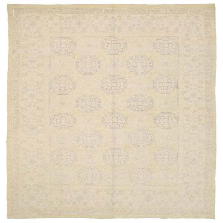 Afghanistan Khotan Area Rugs - Wool Ivory Yellow Design - 92083