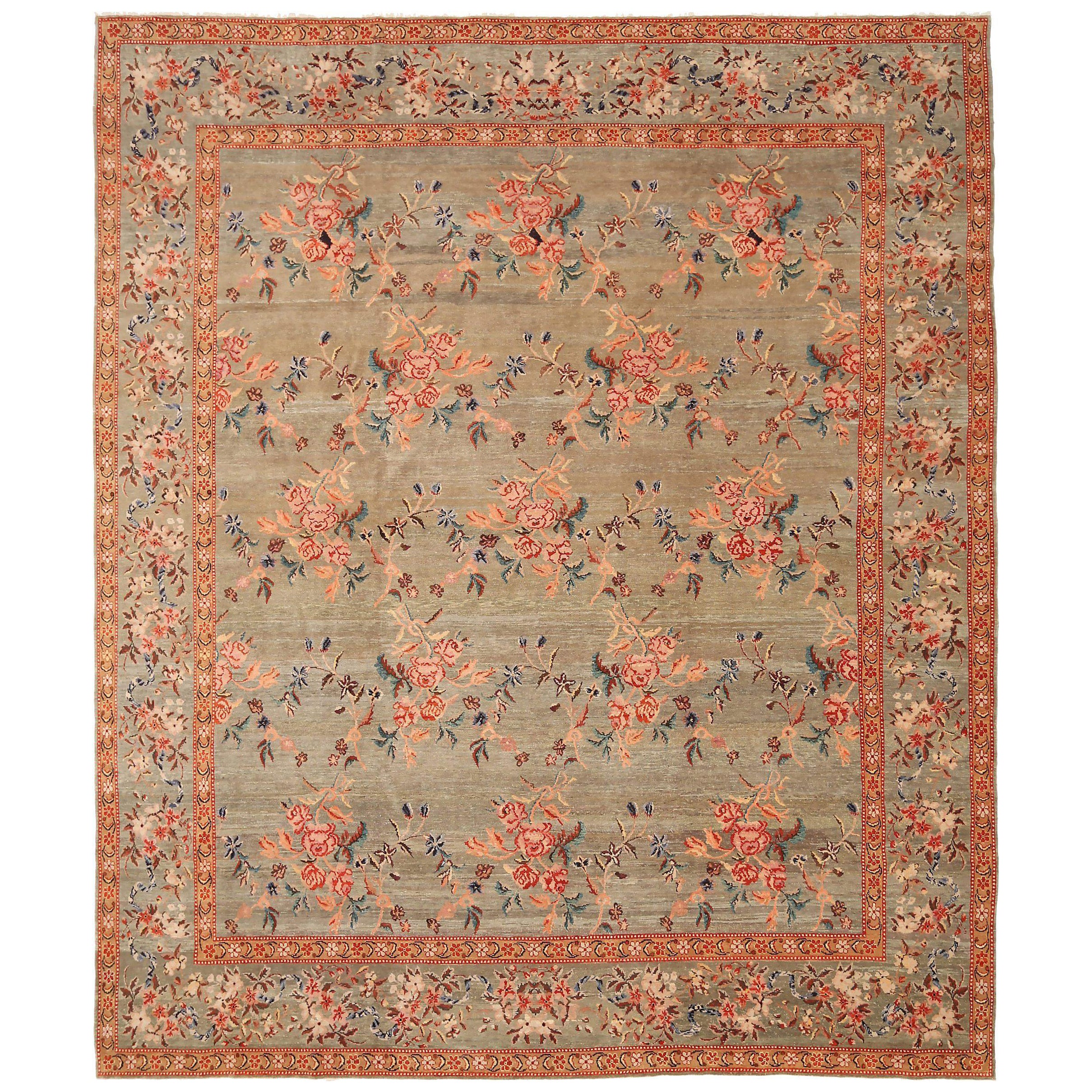 Afghanistan Oushak Over Size Teppich - Wolle Elfenbein Rot Design - 92312