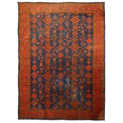Tapis Afghanistan Oushak - Laine bleu marine et rouge motif - 92139
