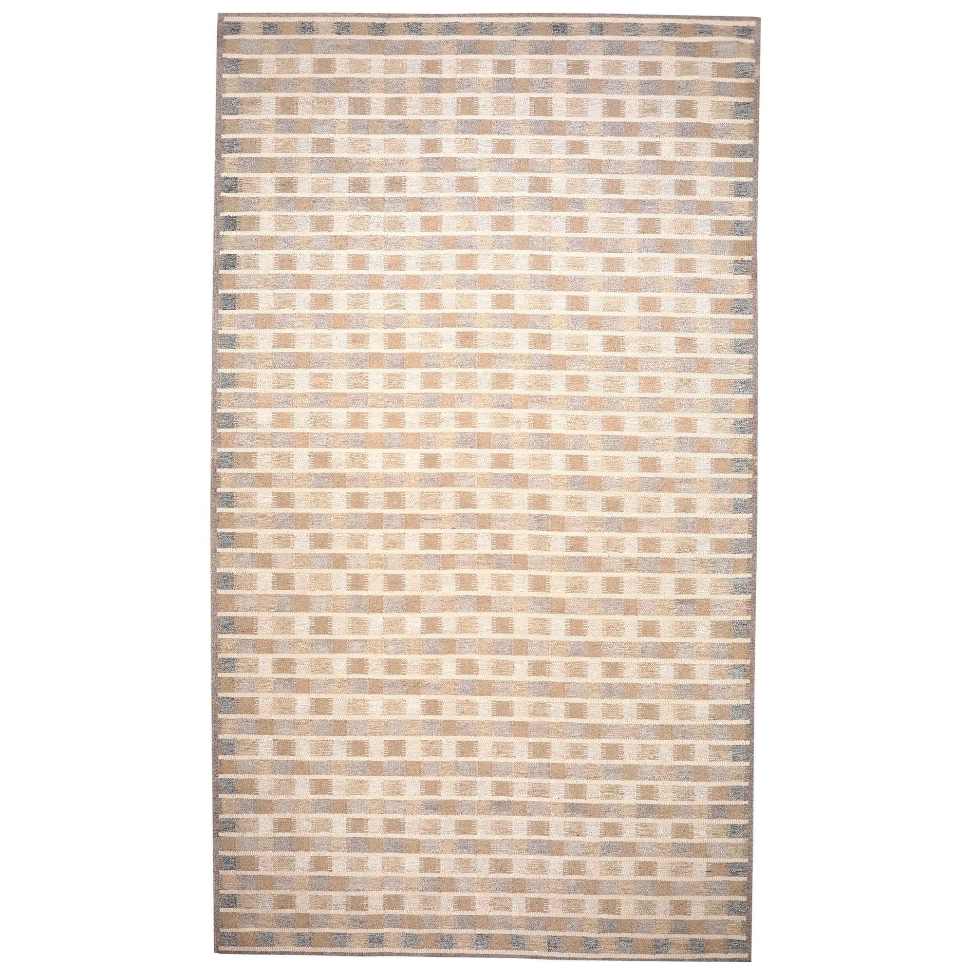 India Scandinavian Over Size Teppich - Wolle Braun Grau Elfenbein - 92369