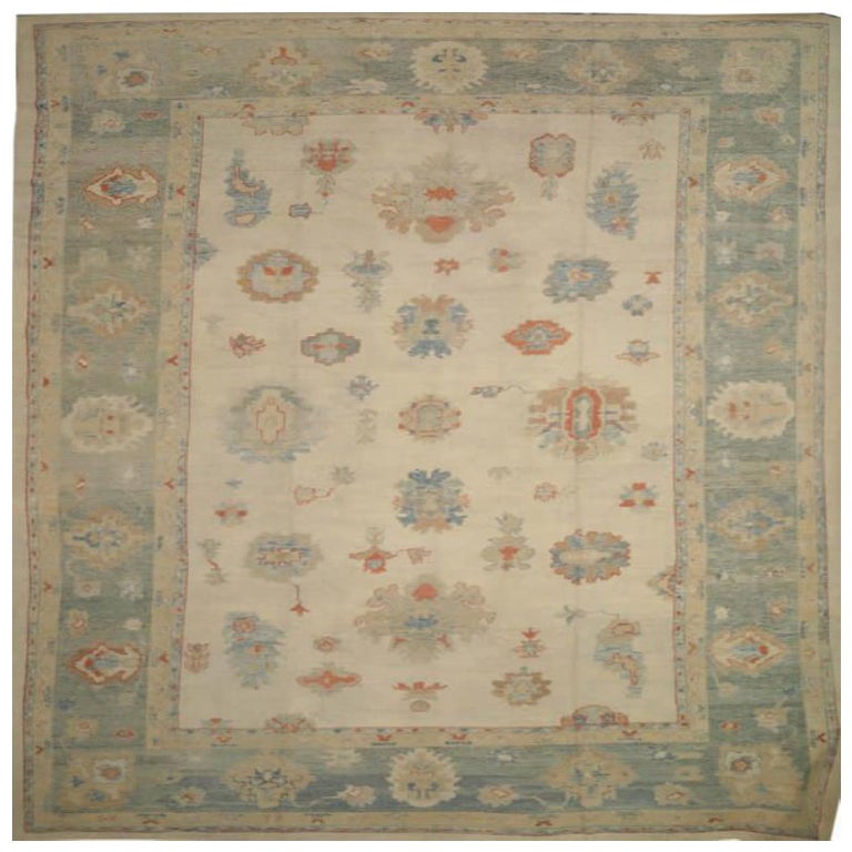 Afghanistan Oushak Over Size Teppich - Wolle Blau Elfenbein Rot Design - 92625