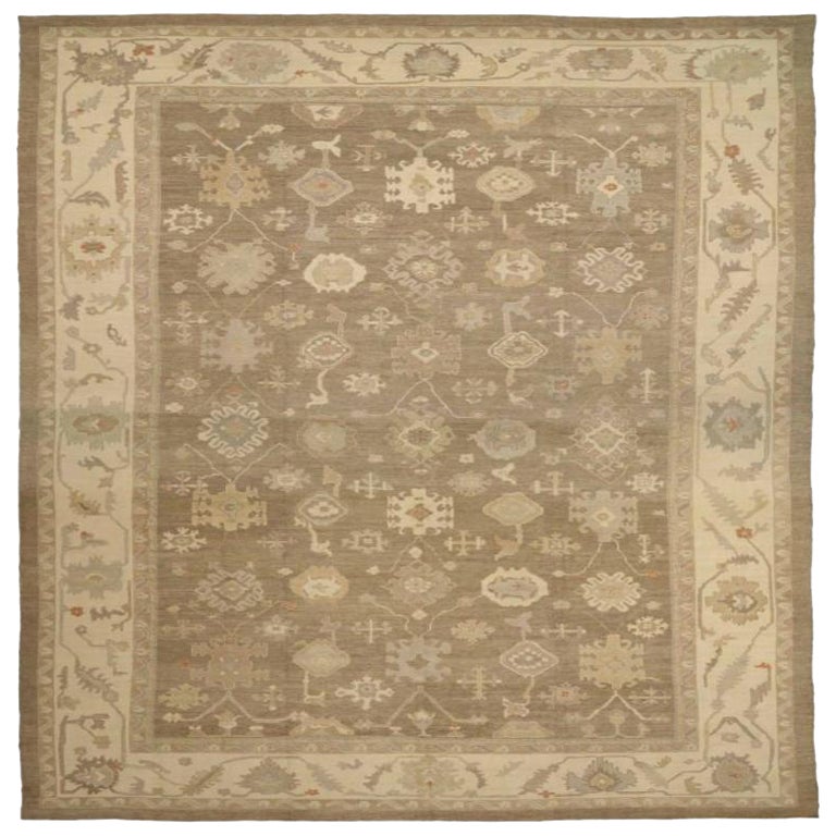 Afghanistan Oushak Over Size Teppich - Wolle Braun Elfenbein Design - 92626