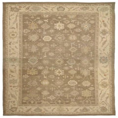 Tappeto Afghanistan Oushak Over Size - Lana Marrone Avorio Design - 92626