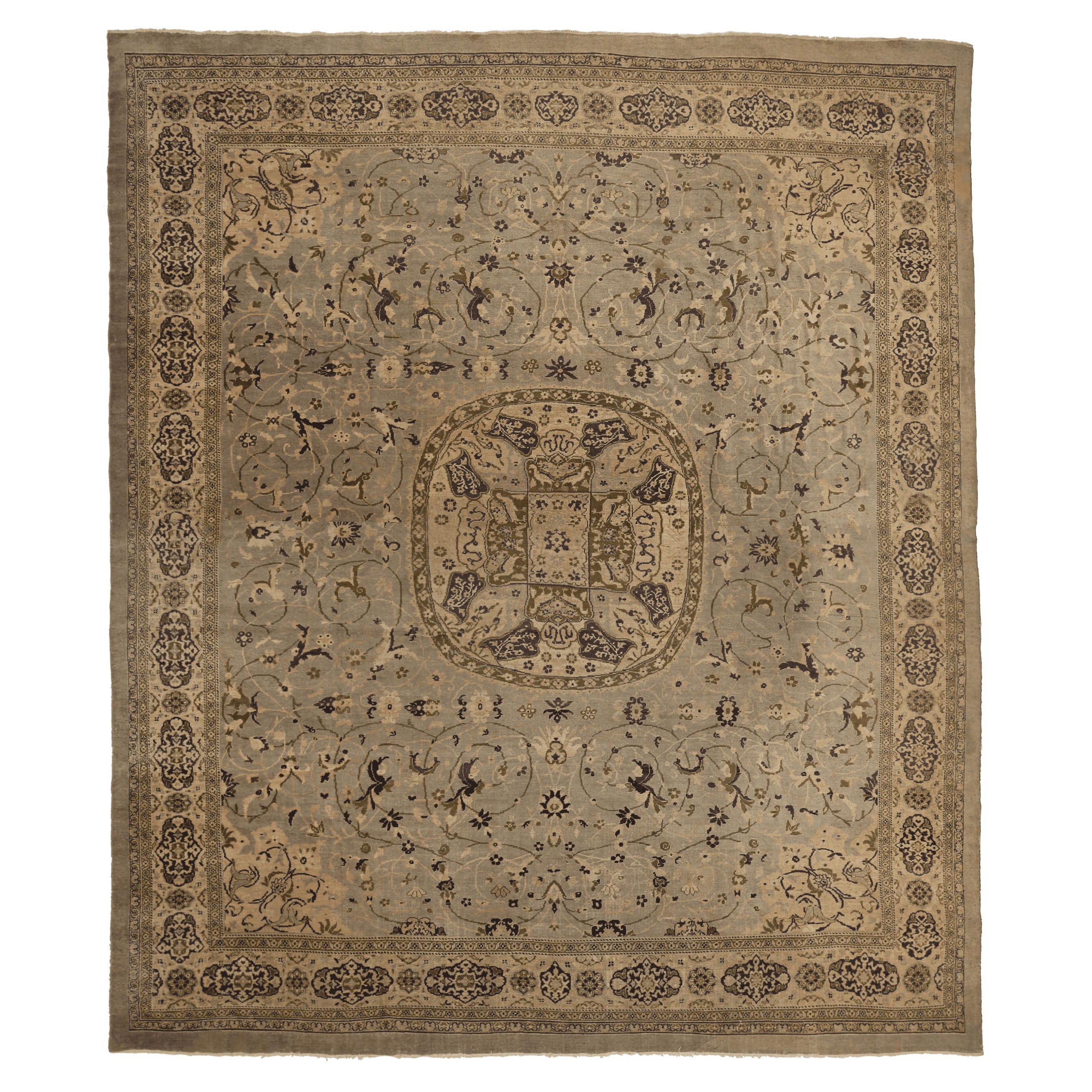 Persischer Sultanabad Over Size Teppich - Wolle Braun Elfenbein Taupe - 92565 im Angebot