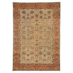 Tapis persans de Tabriz - Motif rouge ivoire en laine - 13969t