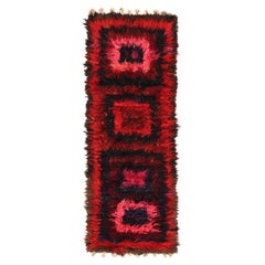 Afghanistan Tulu Runner Rug - Wool Black Pink Red Design - 92623