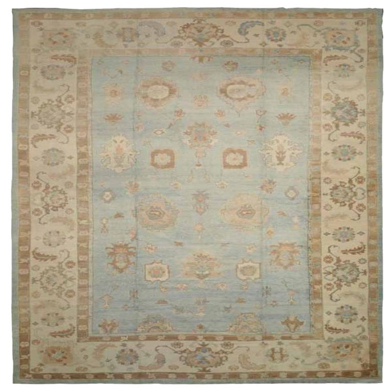 Afghanistan Oushak Over Size Teppich - Wolle Elfenbein Hellblau - 92624