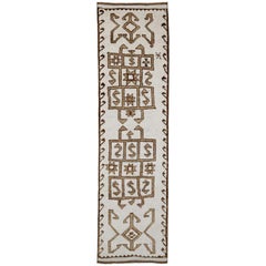 Turkey Anatoly Runner Rug - Wool Brown Ivory Design - 93200