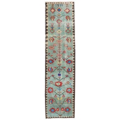 Turkey Anatoly Runner Rug - Wool Blue Red Design - 93257