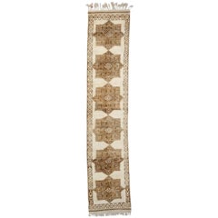 Turkey Anatoly Runner Rug - Wool Brown Ivory Design - 93202