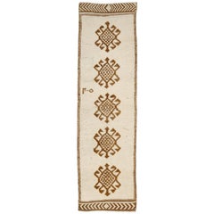 Turkey Anatoly Runner Rug - Wool Brown Ivory Design - 93204