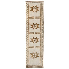 Turkey Anatoly Runner Rug - Wool Brown Ivory Design - 93210