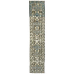 Turkey Anatoly Runner Rug - Wool Blue Ivory Design - 93260