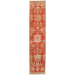 Turkey Anatoly Runner Rug - Wool Green Ivory Red Design - 93250