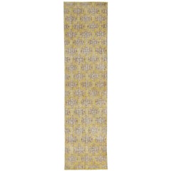 Turkey Anatoly Runner Rug - Wool Ivory Yellow Design - 93265