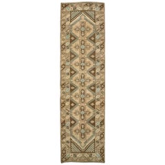 Turkey Anatoly Runner Rug - Wool Brown Taupe Design - 93253