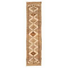 Turkey Anatoly Runner Rug - Wool Brown Ivory Design - 93310