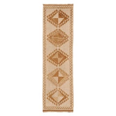 Turkey Anatoly Runner Rug - Wool Brown Ivory Design - 93335