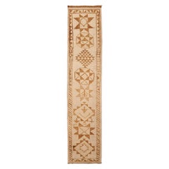 Turkey Anatoly Runner Rug - Wool Brown Ivory Design - 93311