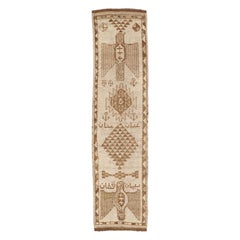 Afghanistan Tapis de course Anatoly - Laine Brown Design Ivoire - 93316
