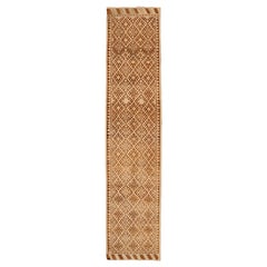 Turkey Anatoly Runner Rug - Wool Brown Ivory Design - 93342
