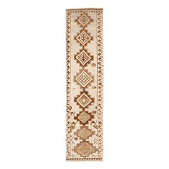 Turkey Anatoly Runner Rug - Wool Brown Ivory Design - 93319