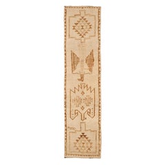 Turkey Anatoly Runner Rug - Wool Brown Ivory Design - 93345