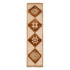 Turkey Anatoly Runner Rug - Wool Brown Ivory Design - 93329