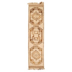 Turkey Anatoly Runner Rug - Wool Brown Ivory Design - 93330