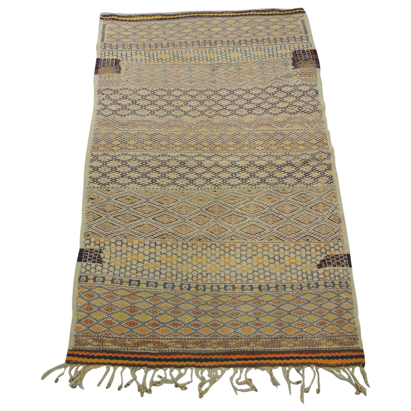 Vintage Yellow Moroccan Wall Hanging Woven Tapestry