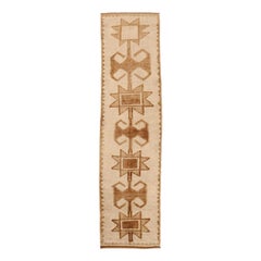 Turkey Anatoly Runner Rug - Wool Brown Ivory Design - 93372