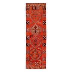Tapis de course Anatoly d'Afghanistan, motif rouge en laine - 93462