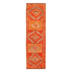 Tapis de course Anatoly d'Afghanistan en laine orange rouge jaune - 93463